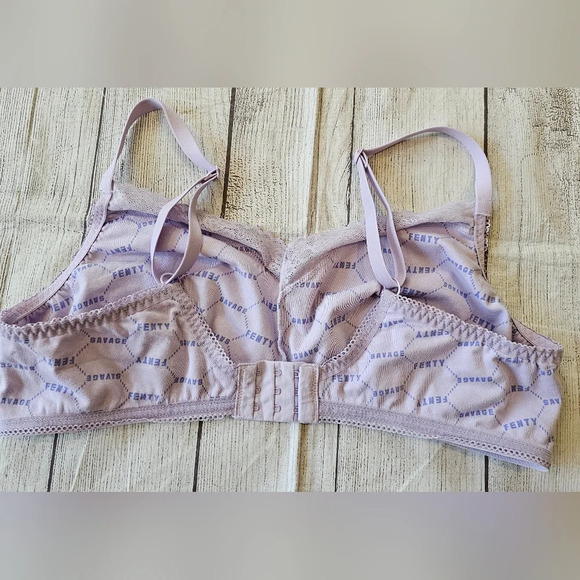 Savage X Fenty Women's •Size 1X• Logo Chain Link Bralette Lavender Cotton Elaste - Picture 6 of 7